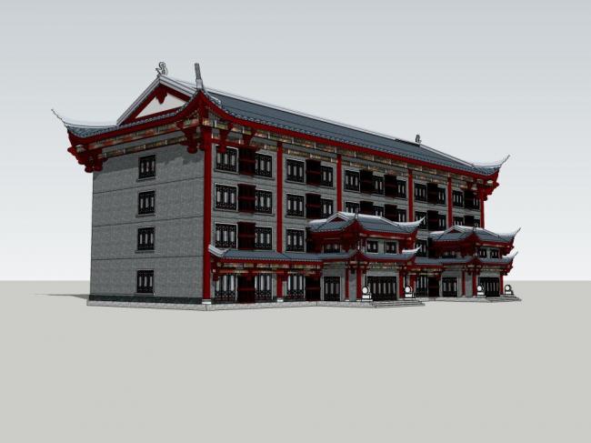 sketchup商业模型多层商业建筑中式风格古建