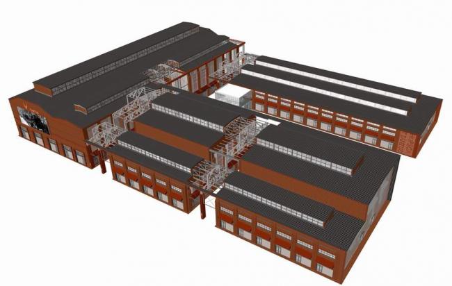 sketchu工业厂房红砖厂房改造旧厂区古典风格工业建筑