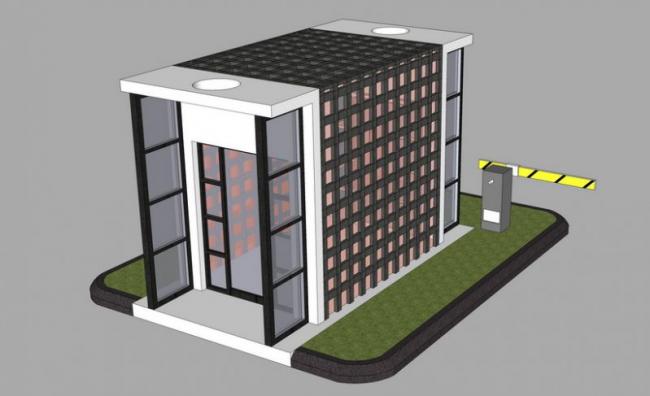 sketchup素材模型保安亭保安室收费站岗亭素材组件小品