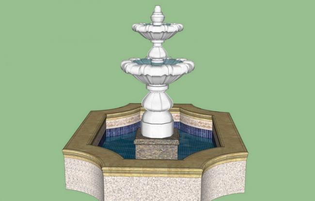 sketchup素材模型欧式水景喷泉景观素材组件