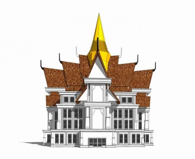 sketchup文化模型|多层教堂,泰式,古典东南亚风格,文化宗教建筑