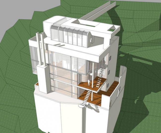 sketchup住宅模型山地住宅多层住宅居住建筑现代风格meier