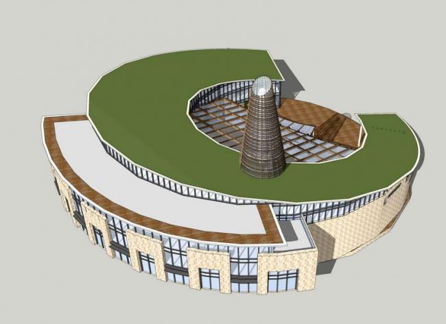 sketchup文化模型多层圆形剧院文化建筑现代风格