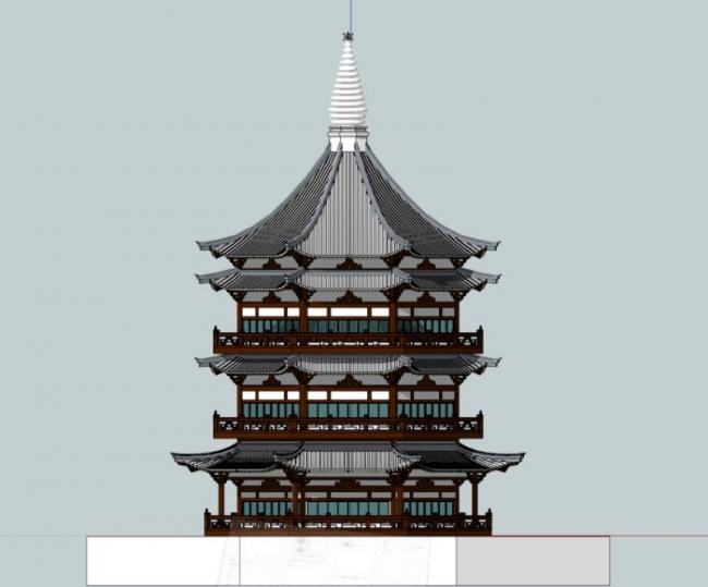 sketchup古建筑模型|多层八角阁,古建,中式风格