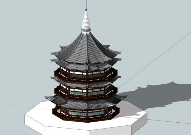 sketchup古建筑模型多层八角阁古建中式风格