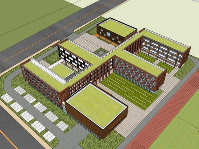 sketchup学校模型|多层小学学校,校园教育建筑,现代风格