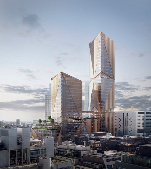 bim建筑3xn设计伦敦三角形表皮高层办公楼