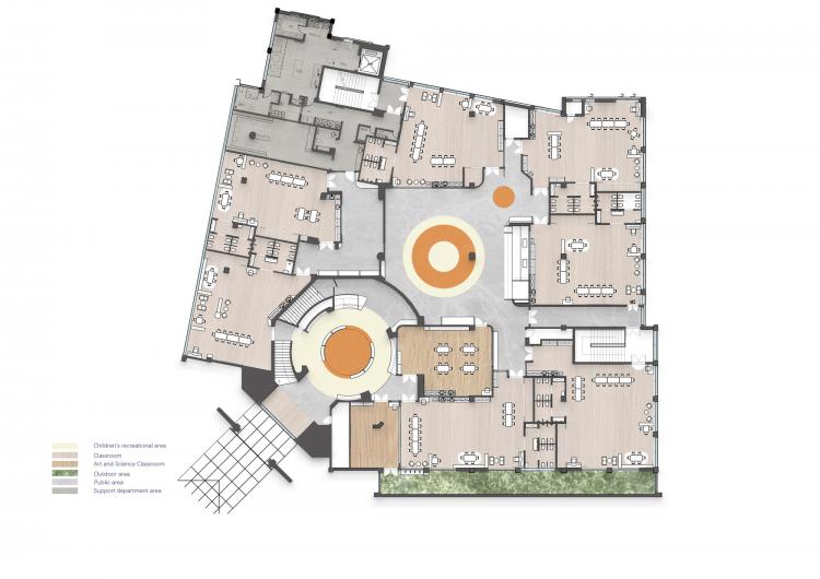 bim建筑冠萃国际幼儿园开放式儿童探索教学空间vmdpe圆道设计