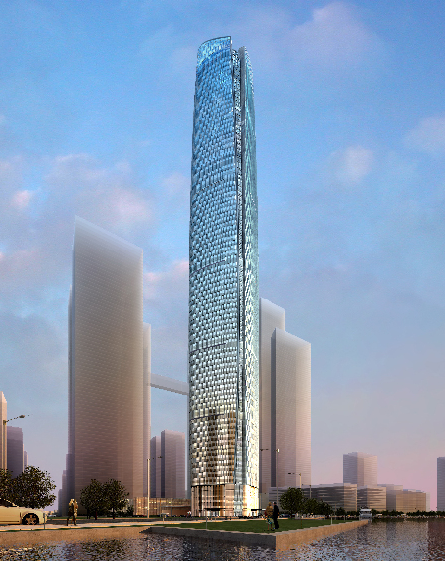 建成后的武汉中心大厦效果图4月16日,坐落于武汉王家墩中央商务区的