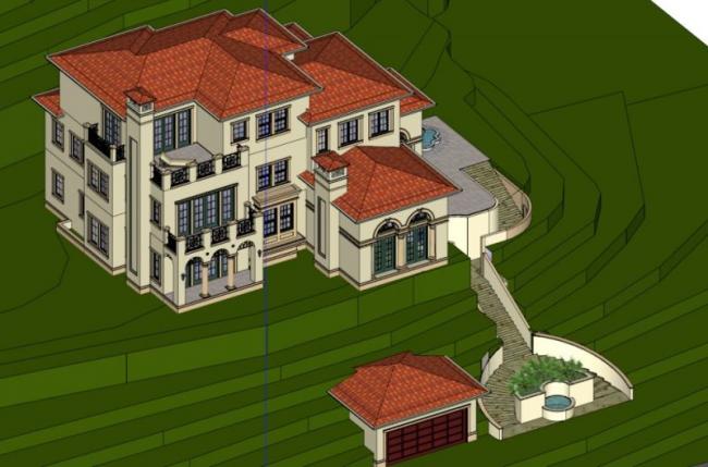 sketchup別墅模型臺地別墅疊拼山地別墅古典風格