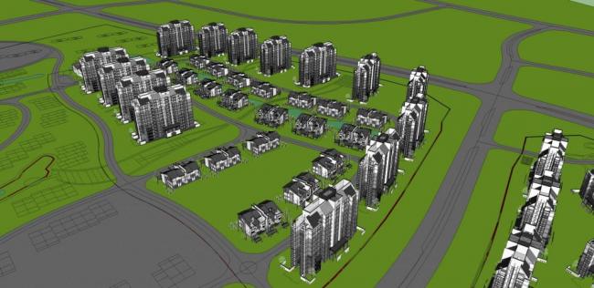 sketchup住宅模型多層住宅小區高層公寓居住建築雙拼別墅中式風格